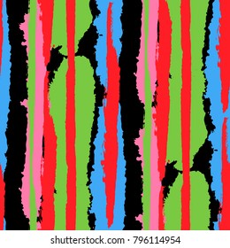 Seamless Background with Stripes Painted Lines. Texture with Vertical Dry Brush Strokes. Scribbled Grunge Pattern for Linen, Fabric, Wallpaper. Trendy Vector Background with Stripes