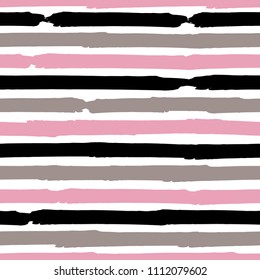 Seamless background of stripes. Vector watercolor. Fashionable hand-drawn lines. Grunge texture. Suitable for textile printing, packaging.