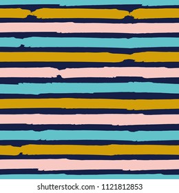 Seamless background of stripes. Vector watercolor. Fashionable hand-drawn lines. Grunge texture. Suitable for textile printing, packaging.