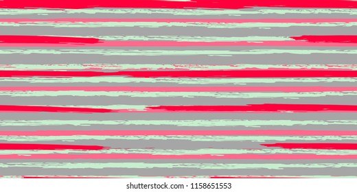 Seamless Background of Stripes. Vector Watercolor.  Fashionable Hand Lines. Grunge Stripes with Painted Brush Strokes.  Suitable for Textile Printing, Packaging.
