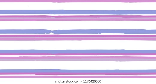 Seamless Background of Stripes. Vector Watercolor.  Fashionable Hand Lines. Grunge Texture.  Cloth, Textile Design, Linen, Fabric.