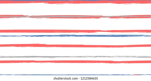 Seamless Background of Stripes. Vector Watercolor. Hand Drawn Lines in Watercolor Style. Grunge Stripes with Painted Brush Strokes.  Cloth, Textile Design, Linen, Fabric.