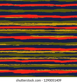 Seamless background of stripes. Vector watercolor. Fashionable hand-drawn lines. Grunge texture. Suitable for textile printing, packaging.