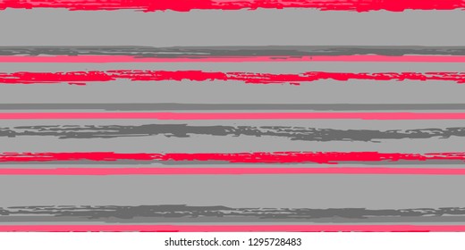 Seamless Background of Stripes. Vector Watercolor.  Fashionable Hand Lines. Grunge Stripes with Painted Brush Strokes.  Cloth, Textile Design, Linen, Fabric.