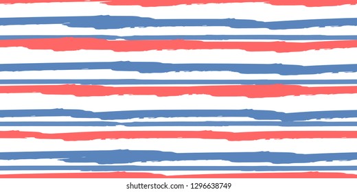 Seamless Background of Stripes. Vector Watercolor.  Fashionable Hand Lines. Grunge Texture.  Cloth, Textile Design, Linen, Fabric.