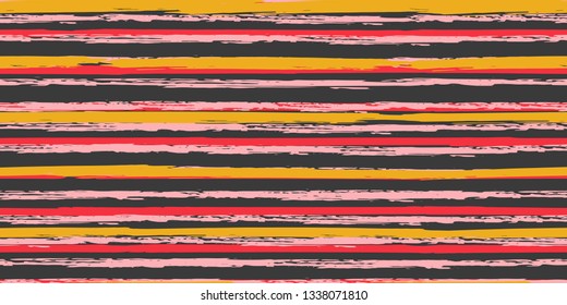 Seamless Background of Stripes. Vector Watercolor. Hand Drawn Lines in Watercolor Style. Grunge Stripes with Painted Brush Strokes.  Cloth, Textile Design, Linen, Fabric.