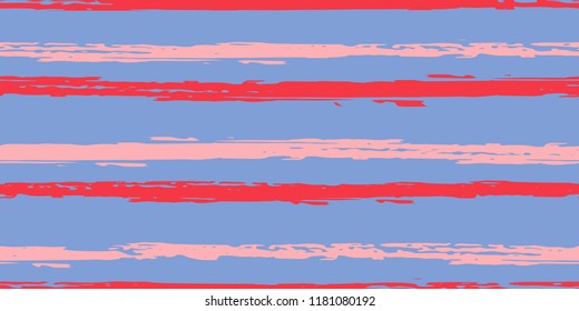 Seamless Background of Stripes. Watercolor Striped Fashion Print Design.  Fashionable Hand Lines. Grunge Stripes with Painted Brush Strokes.  Suitable for Textile Printing, Packaging.