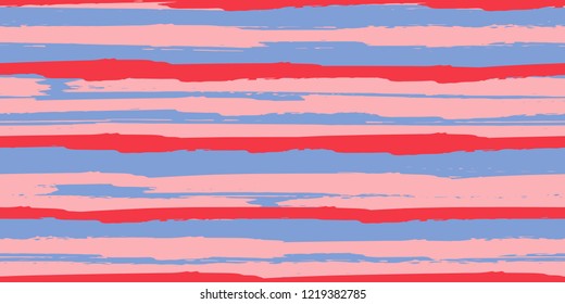 Seamless Background of Stripes. Watercolor Striped Fashion Print Design.  Fashionable Hand Lines. Grunge Texture.  Suitable for Textile Printing, Packaging.