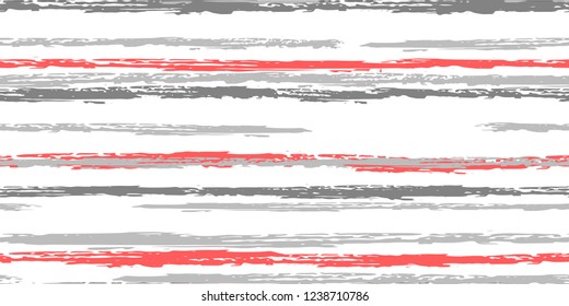 Seamless Background of Stripes. Watercolor Striped Fashion Print Design.  Fashionable Hand Lines. Grunge Stripes with Painted Brush Strokes.  Cloth, Textile Design, Linen, Fabric.