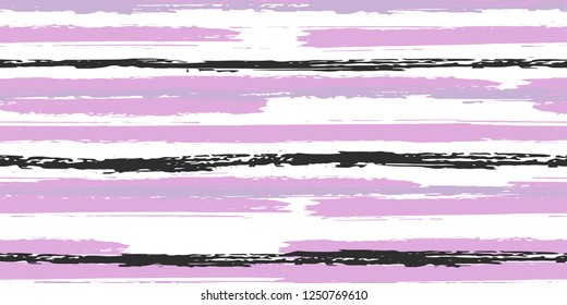 Seamless Background of Stripes. Watercolor Striped Fashion Print Design.  Fashionable Hand Lines. Grunge Stripes with Painted Brush Strokes.  Cloth, Textile Design, Linen, Fabric.