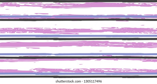 Seamless Background of Stripes. Watercolor Striped Fashion Print Design. Hand Drawn Lines in Watercolor Style. Grunge Stripes with Painted Brush Strokes.  Cloth, Textile Design, Linen, Fabric.