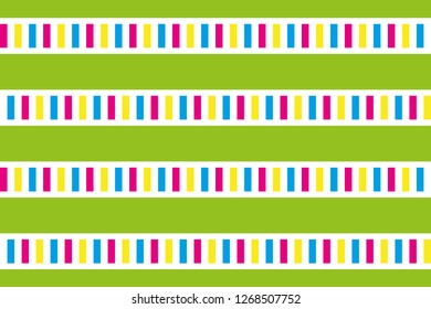 seamless background of stripes in yellow, blue, pink, white and green