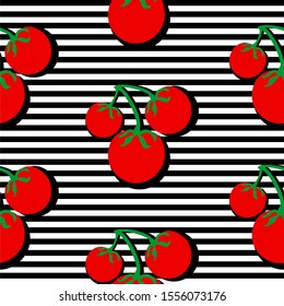 Seamless background with stripes and young onion with dark shadow. Vector illustration design for template.