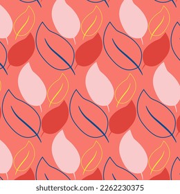 Seamless background in the style of nature. Vintage pattern. Geometric ornament Leaf elements. Vector illustration. Used for wallpaper, wrapping paper for printing, textiles.