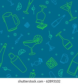 Seamless Background Of Stylized Alchoholic Beverage Glasses