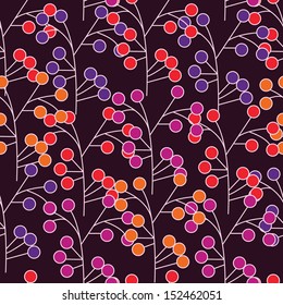 Seamless background with stylized berries on branch