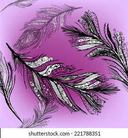 Seamless background with stylized bird feathers graphic. Vector
