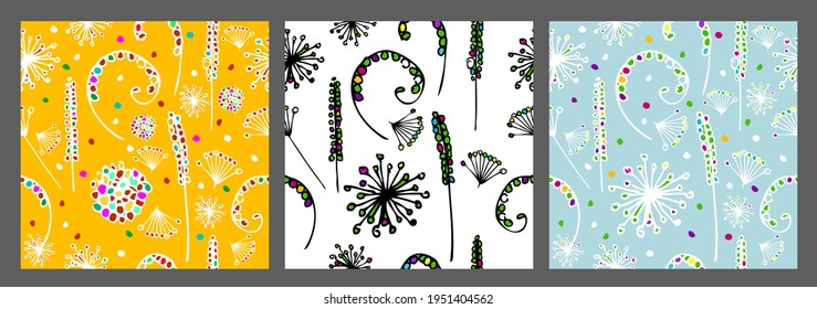 A seamless background of stylized cute flowers. Vector illustration