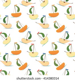 seamless background with stylized fruits  like ship