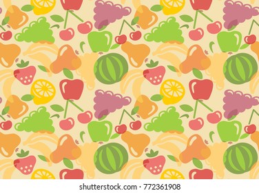 Seamless background of stylized image fruit. Vector illustration