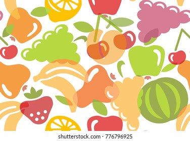 Seamless background of stylized image fruit. Vector illustration
