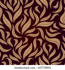 Seamless background with stylized leaves