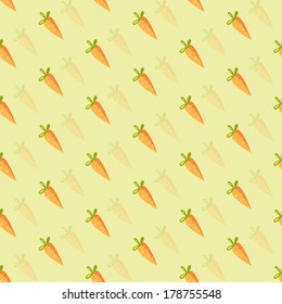 Seamless background of stylized orange carrots. Vector.