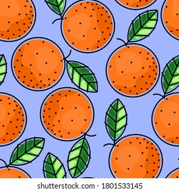 Seamless background with stylized oranges or tangerines, color vector illustration