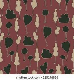 Seamless background with stylized trees. Forest pattern color