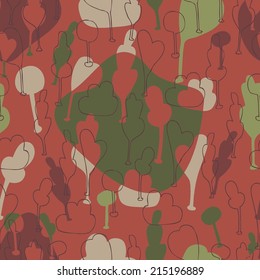 Seamless background with stylized trees. Forest pattern color