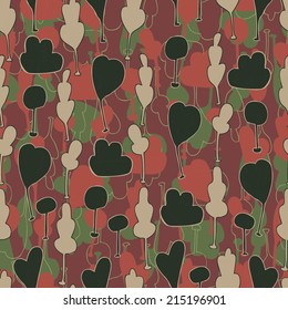 Seamless background with stylized trees. Forest pattern color