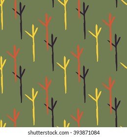 Seamless background with stylized trees. Forest bright pattern