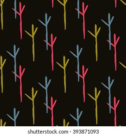 Seamless background with stylized trees. Forest bright pattern