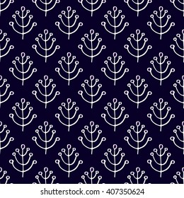 Seamless background with stylized trees. Forest bright pattern