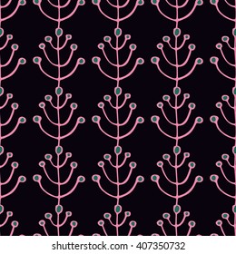Seamless background with stylized trees. Forest bright pattern