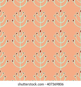 Seamless background with stylized trees. Nordic forest pattern
