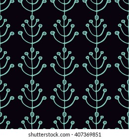 Seamless background with stylized trees. Nordic forest pattern
