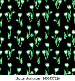 Seamless background of stylized white tulips