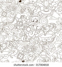 Seamless  background summer black and white vector illustration