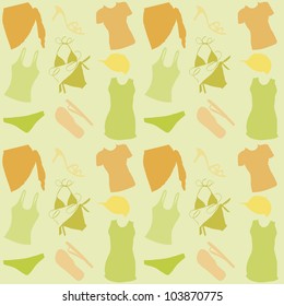Seamless background of summer clothes. Lemon-lime colors.
