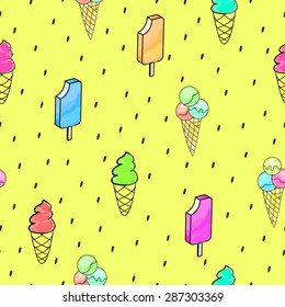 seamless background summer juicy with ice cream and berry seeds