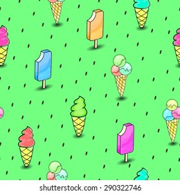 seamless background summer juicy with ice cream with shadow and berry seeds