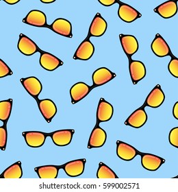 Seamless background from sunglasses with colored glasses. Pattern.
