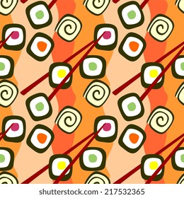 Seamless Background of sushi roll