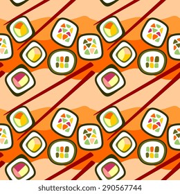 Seamless background of sushi roll