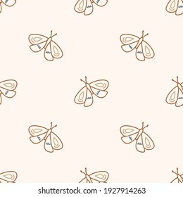 Seamless background swallow tail butterfly gender neutral pattern. Whimsical minimal earthy 2 tone color. kids nursery wallpaper or boho cartoon insect fashion all over print.