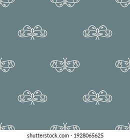 Seamless background swallow tail butterfly gender neutral pattern. Whimsical minimal earthy 2 tone color. kids nursery wallpaper or boho cartoon insect fashion all over print.