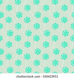 Seamless background sweet candy on a stick. Pattern.