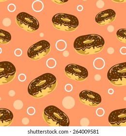 seamless background with sweet chocolate donuts