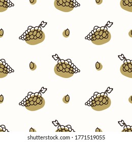 Seamless background sweet grape stripe. Gender neutral kid food pattern. Simple whimsical minimal earthy 2 tone color. Baby nursery wallpaper or boho decorative gardening decor all over print. 
